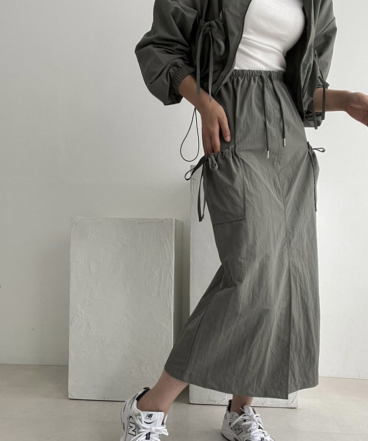 リボン ジャケット カーゴスカート カジュアル セットアップ