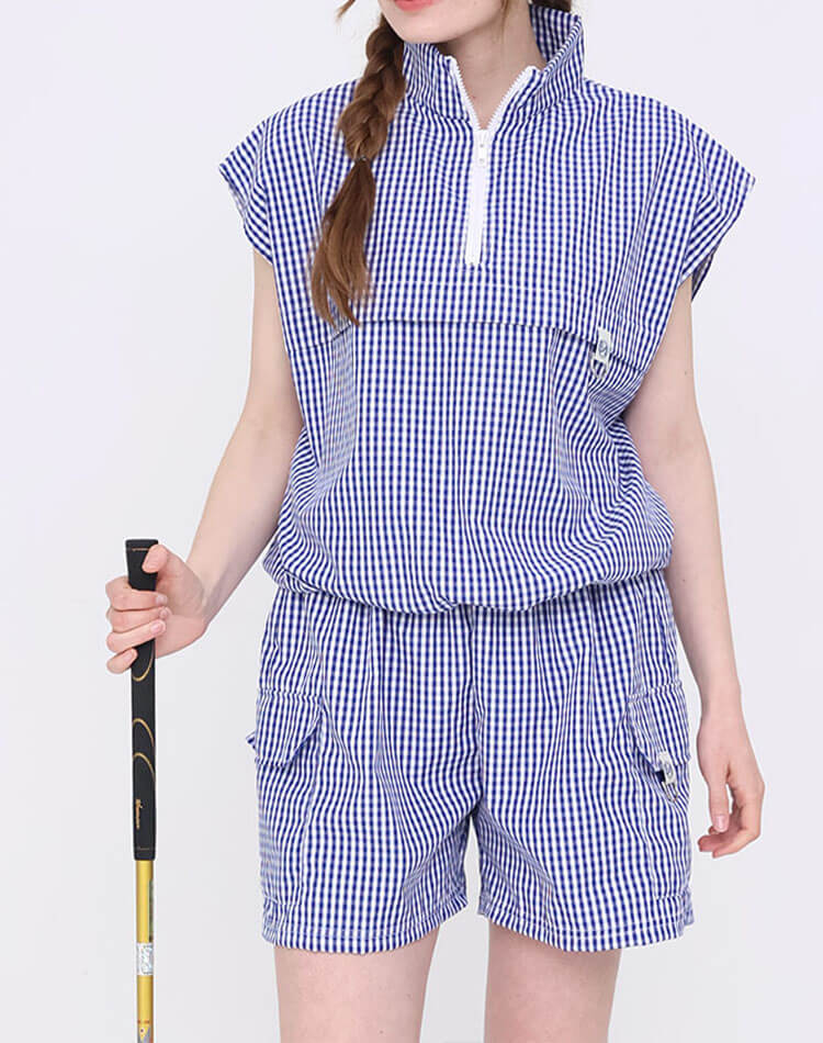 セットアップOK ギンガムチェック ゴルフ ショートパンツ