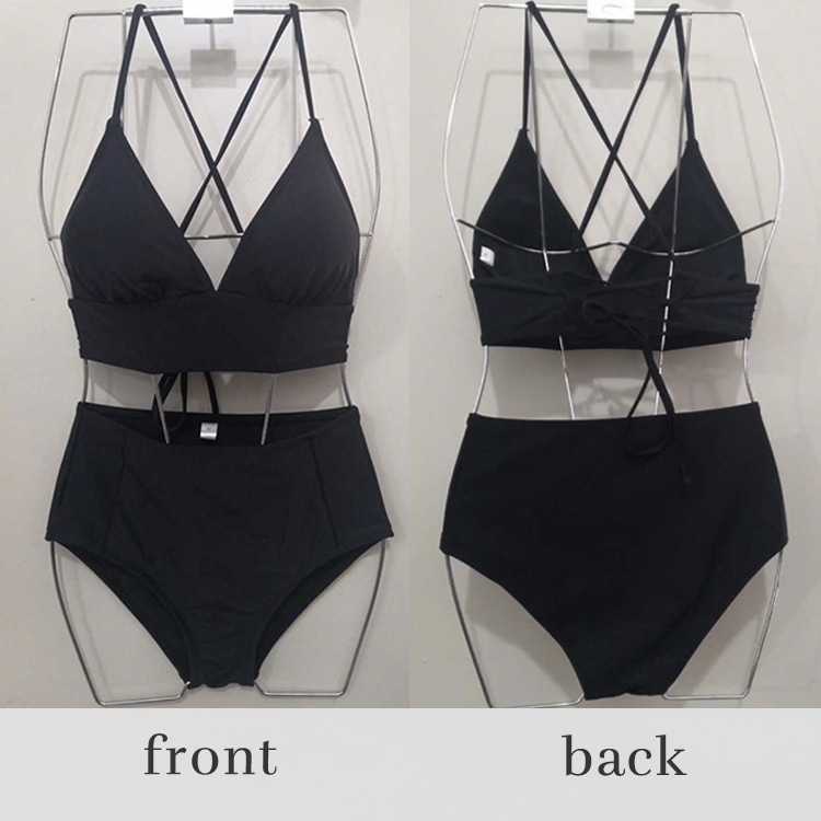 レースアップ バッククロス ハイウエスト ビキニ 水着