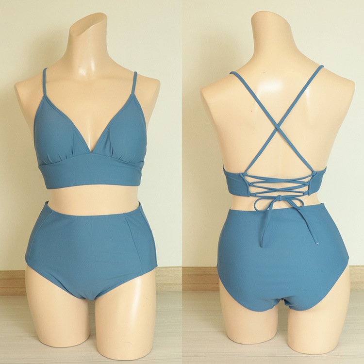 レースアップ バッククロス ハイウエスト ビキニ 水着