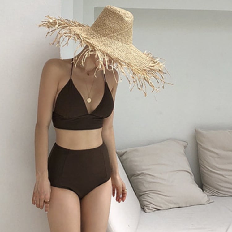 レースアップ バッククロス ハイウエスト ビキニ 水着