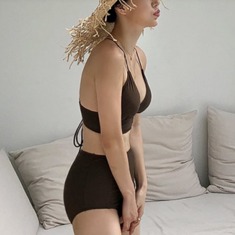 レースアップ バッククロス ハイウエスト ビキニ 水着