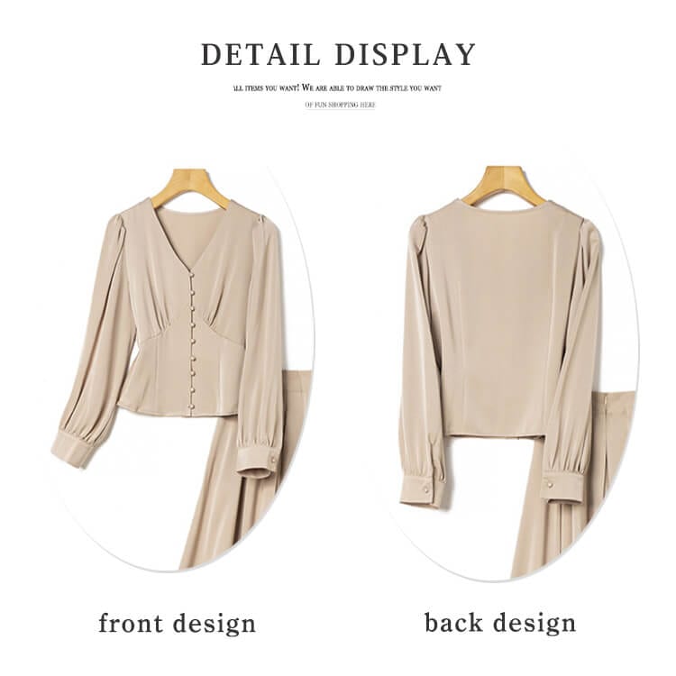 エレガントセットアップ 長袖ブラウス ミモレ丈