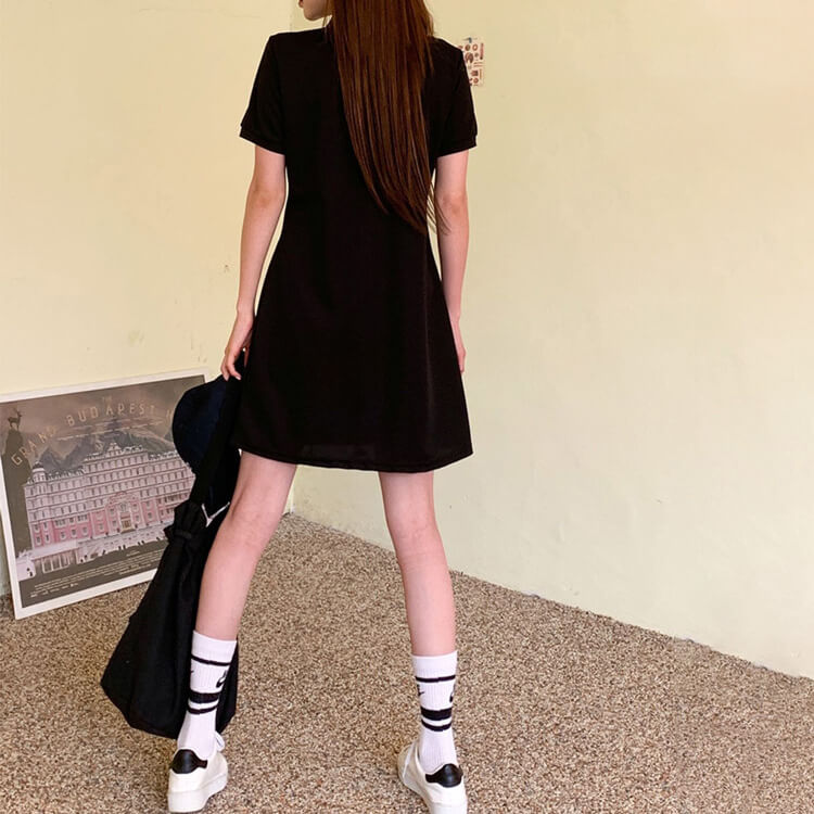 韓国 クールエア機能性 半袖 ポロシャツ ワンピース