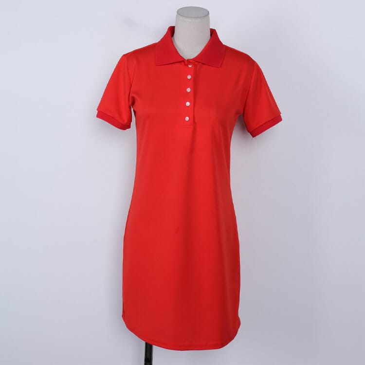 韓国 クールエア機能性 半袖 ポロシャツ ワンピース