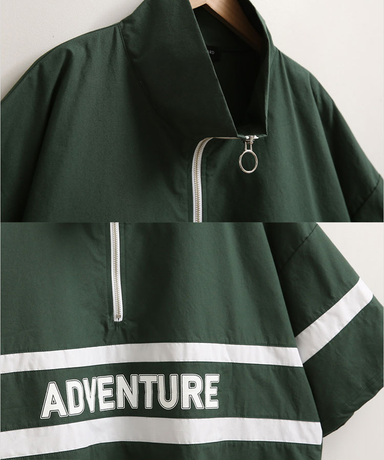 ハーフジップ 薄手 半袖 防風 トップス
