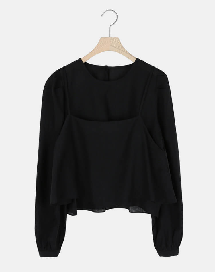 ショート丈 シアーブラウス ビスチェ 2点セット