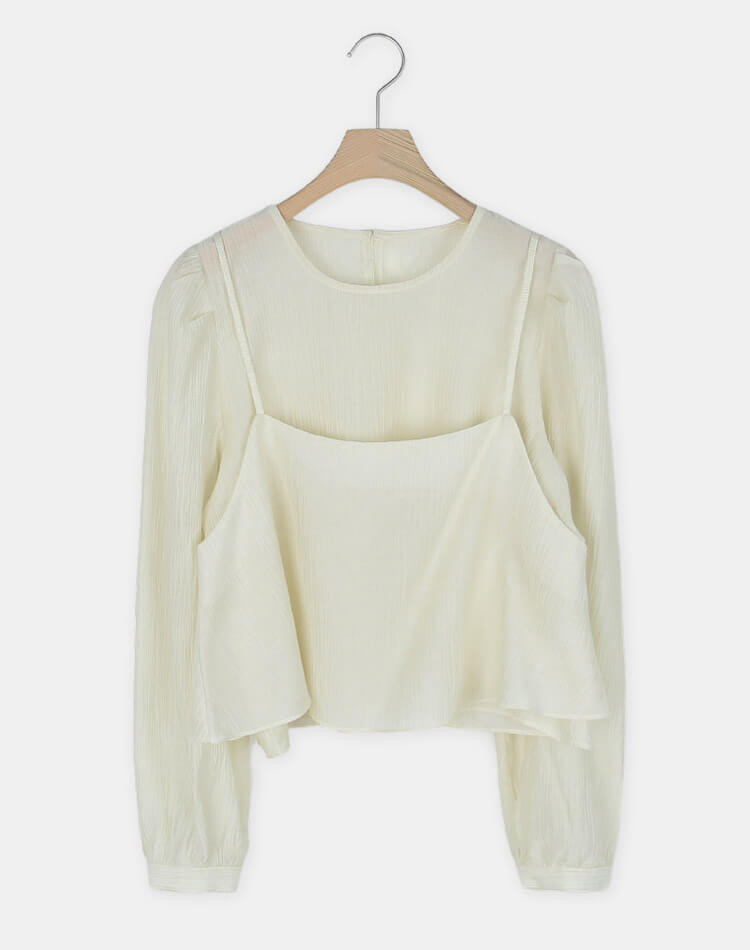 ショート丈 シアーブラウス ビスチェ 2点セット