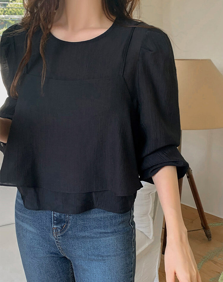 ショート丈 シアーブラウス ビスチェ 2点セット