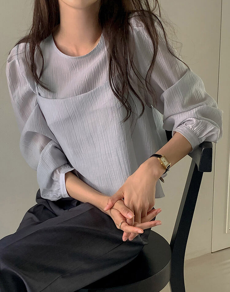 ショート丈 シアーブラウス ビスチェ 2点セット