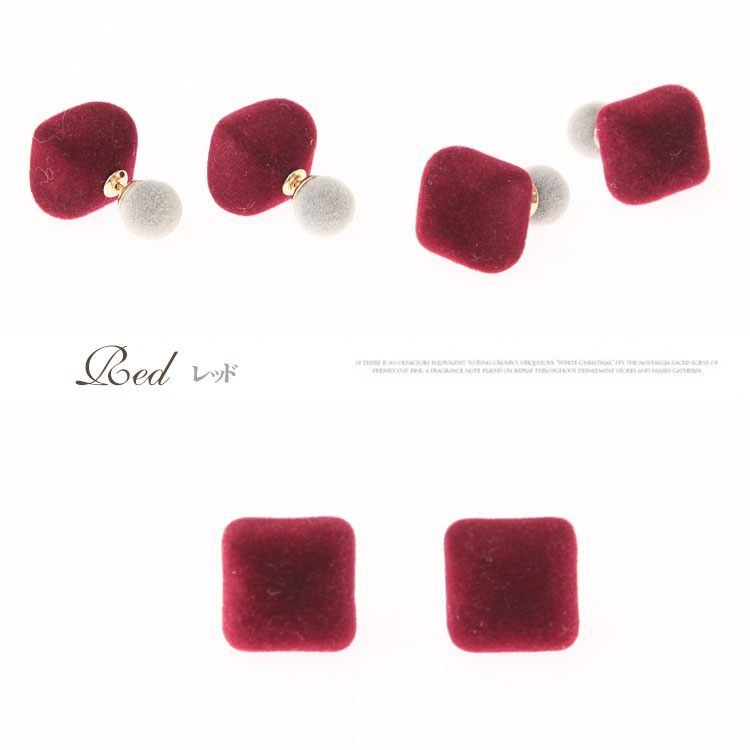 韓国デザイン ピアス ベロア ベルベット バックキャッチ