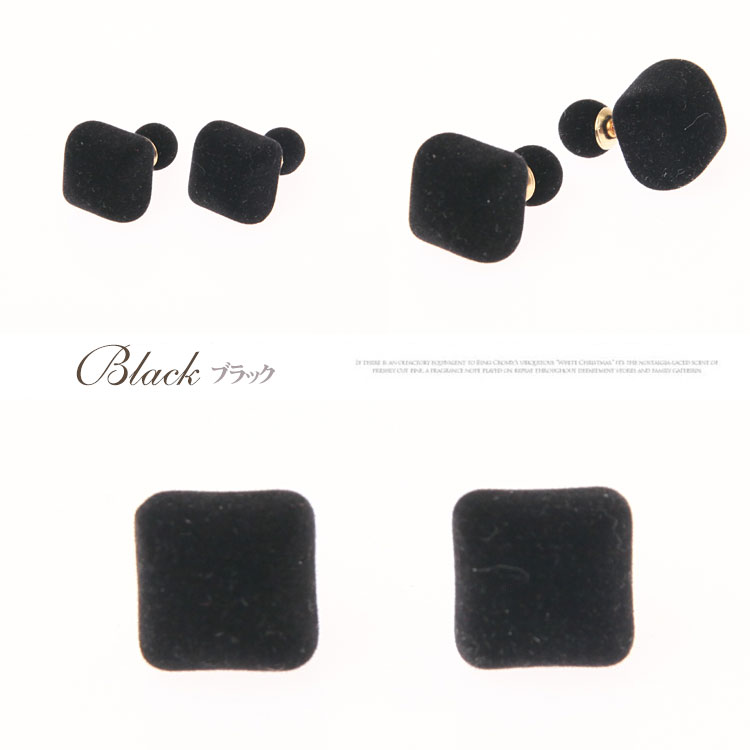 韓国デザイン ピアス ベロア ベルベット バックキャッチ