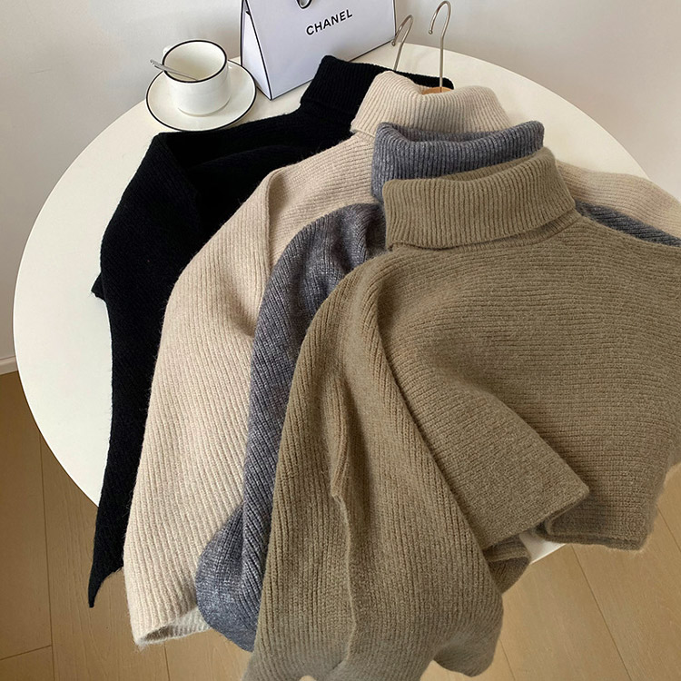 タートルネック ケープ ニット ベスト