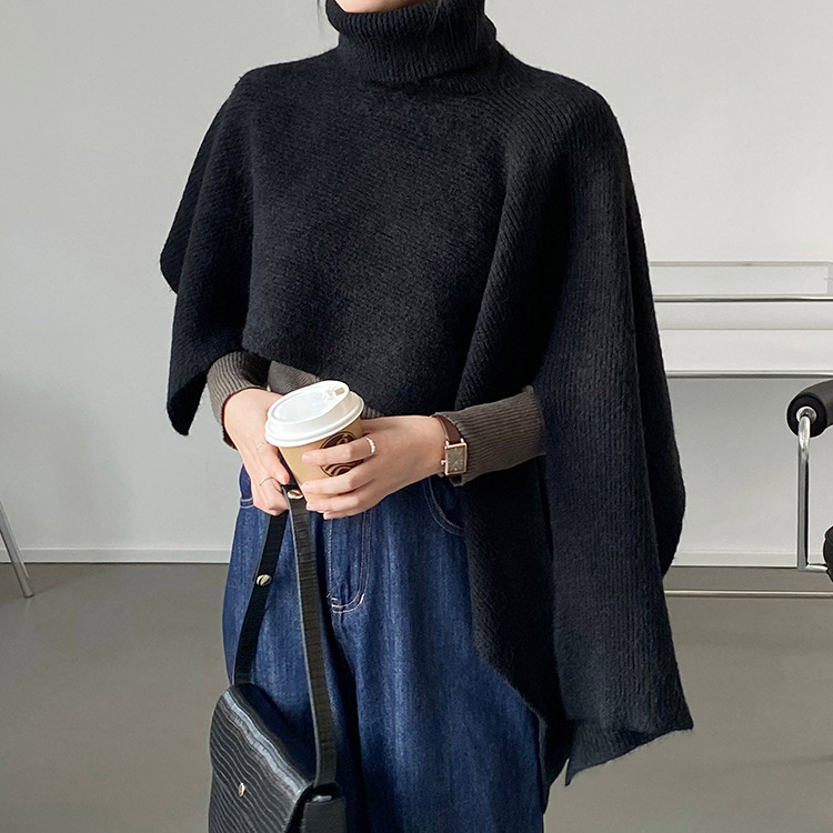 タートルネック ケープ ニット ベスト