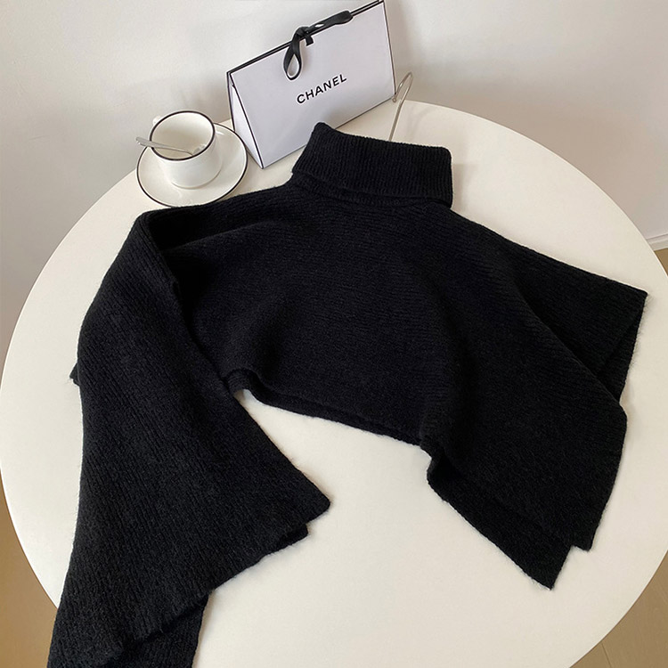 タートルネック ケープ ニット ベスト