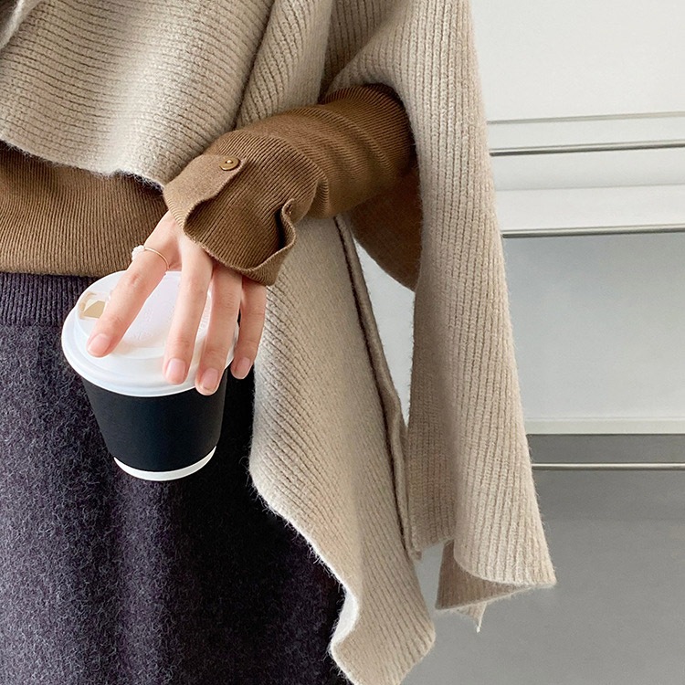 タートルネック ケープ ニット ベスト