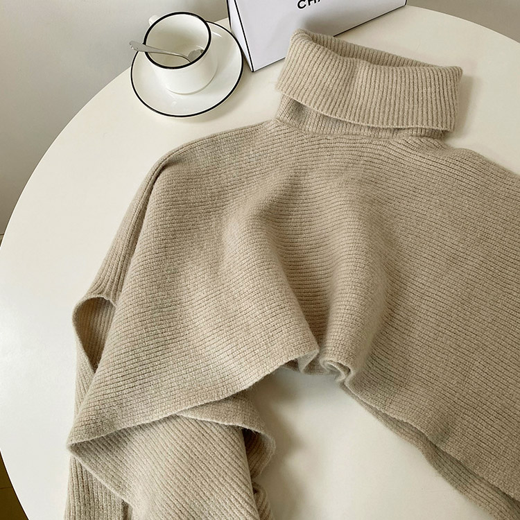 タートルネック ケープ ニット ベスト