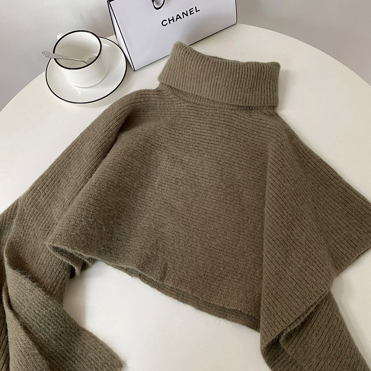 タートルネック ケープ ニット ベスト