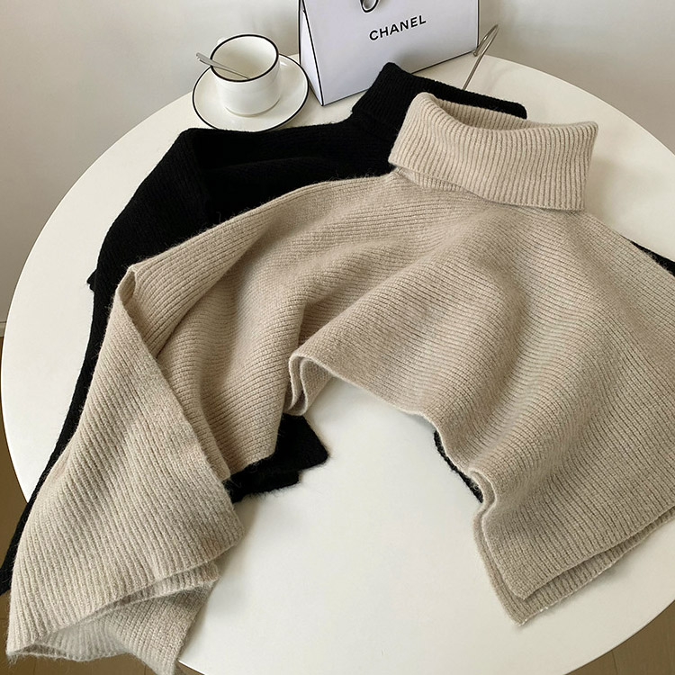 タートルネック ケープ ニット ベスト