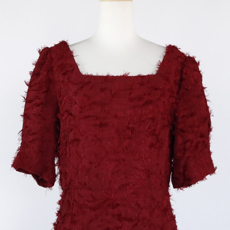 スクエアネック ジャガード ドレス