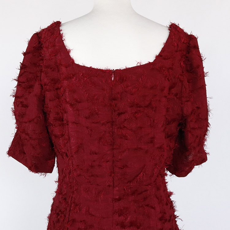 スクエアネック ジャガード ドレス