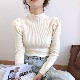 パフスリーブ ハイネック ニットトップス