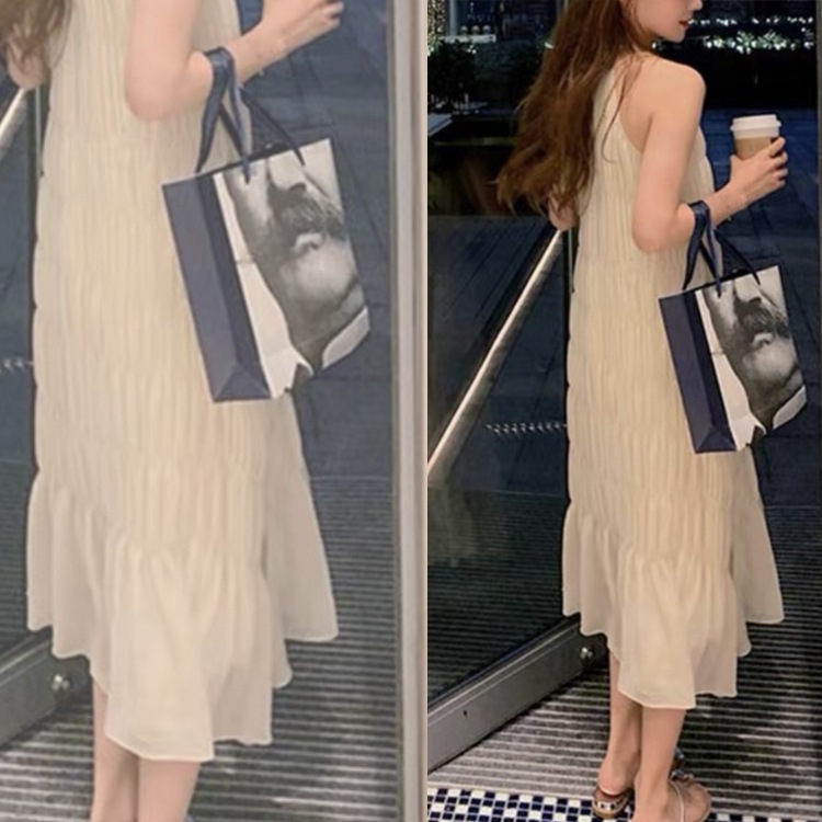 ノースリーブ ふんわり ティアード ロングワンピース