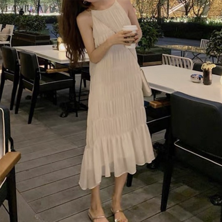 ノースリーブ ふんわり ティアード ロングワンピース