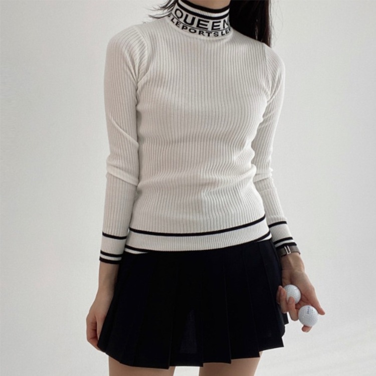 韓国ゴルフウェア ハイネック ゴルジニット ロゴ セーター | スポーツ