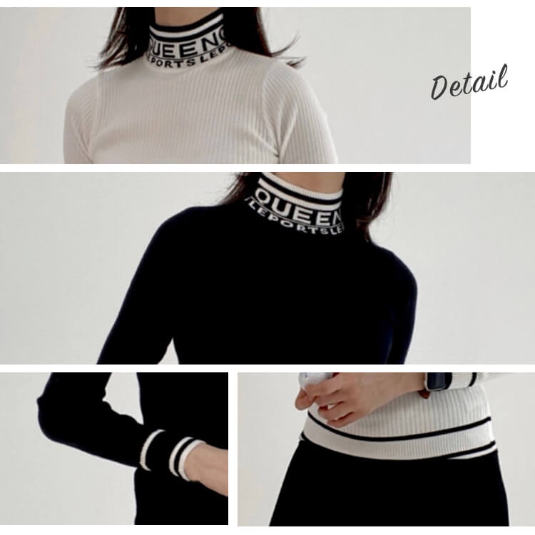 韓国ゴルフウェア ハイネック ゴルジニット ロゴ セーター