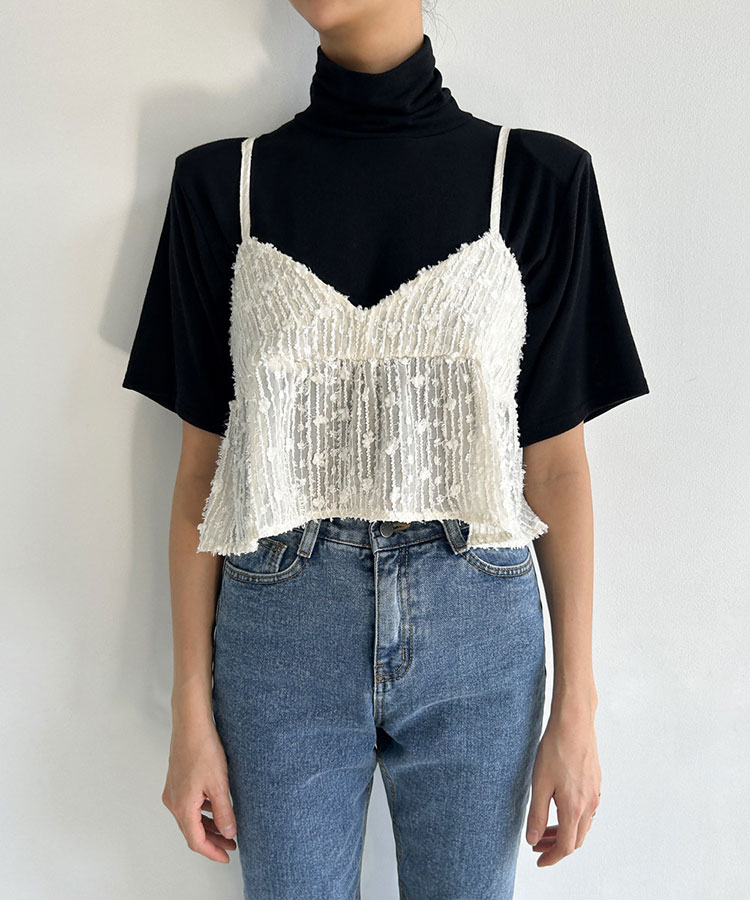 レイヤード ジャガードレース キャミソール ビスチェ