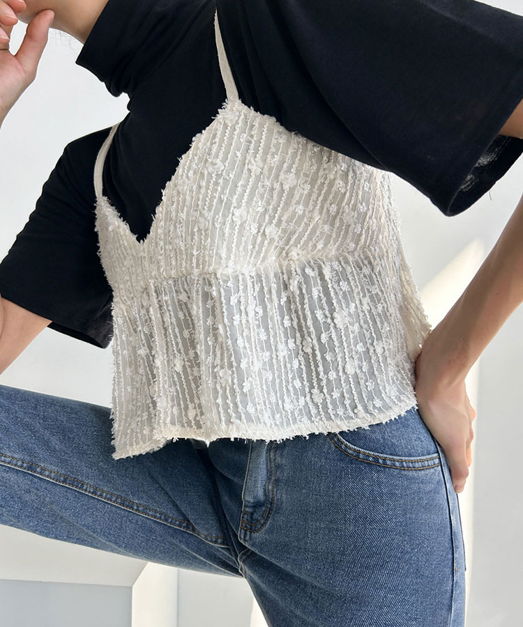 レイヤード ジャガードレース キャミソール ビスチェ