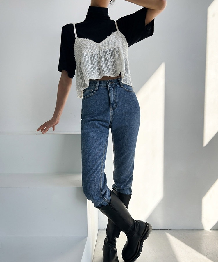 レイヤード ジャガードレース キャミソール ビスチェ