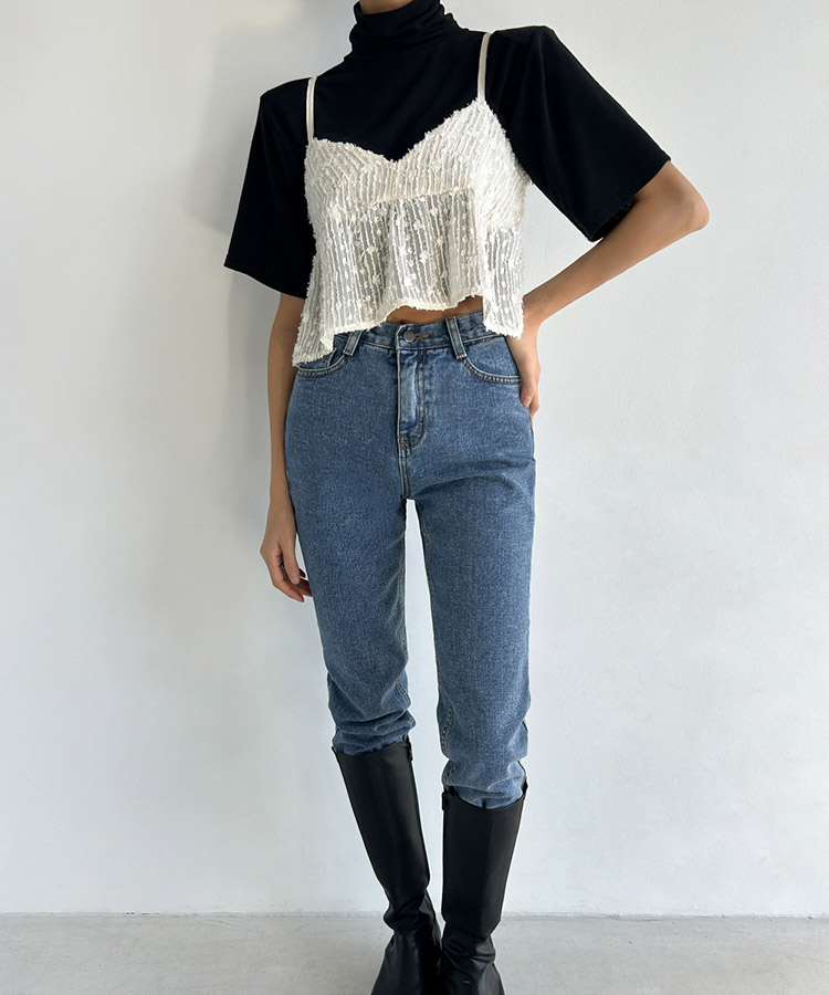 レイヤード ジャガードレース キャミソール ビスチェ