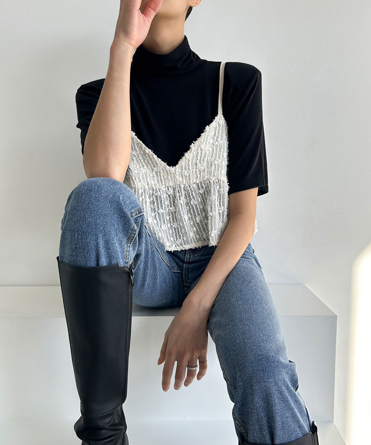 レイヤード ジャガードレース キャミソール ビスチェ