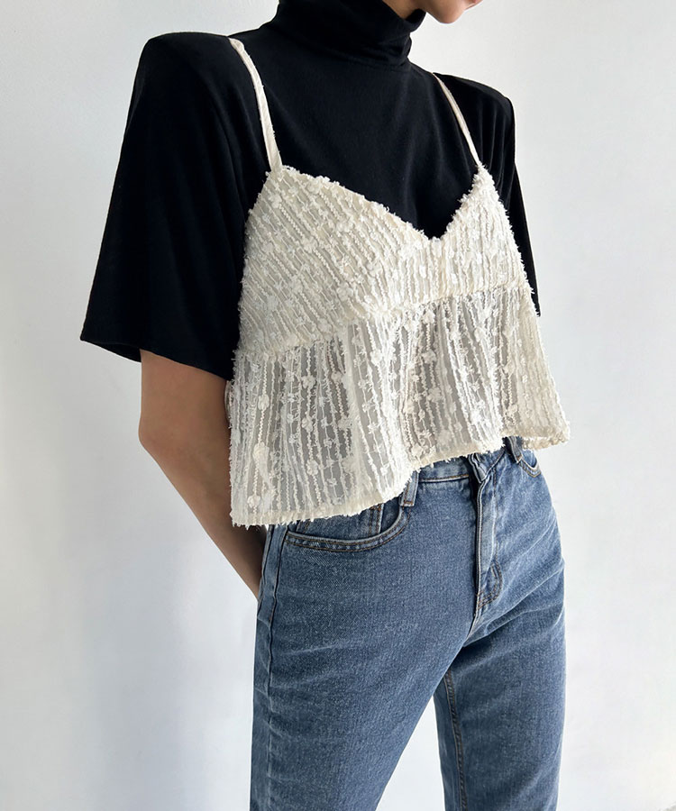 レイヤード ジャガードレース キャミソール ビスチェ