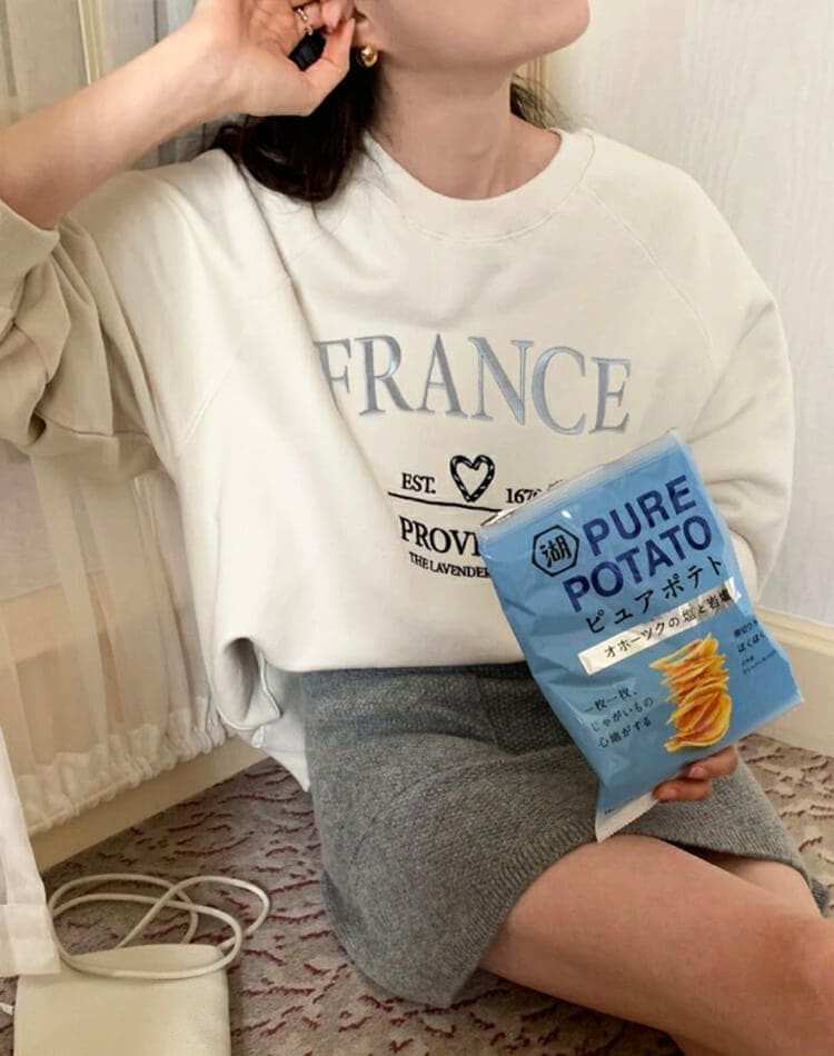 ハート ロゴ 刺繍 ラグランスリーブ スウェット トップス