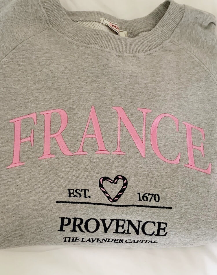 ハート ロゴ 刺繍 ラグランスリーブ スウェット トップス