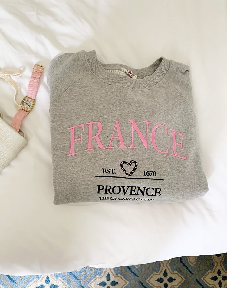 ハート ロゴ 刺繍 ラグランスリーブ スウェット トップス