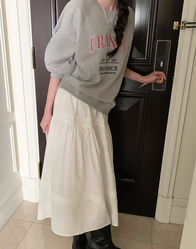 ハート ロゴ 刺繍 ラグランスリーブ スウェット トップス