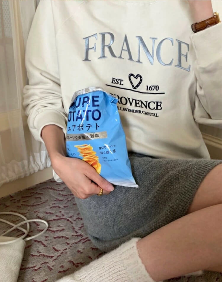 ハート ロゴ 刺繍 ラグランスリーブ スウェット トップス