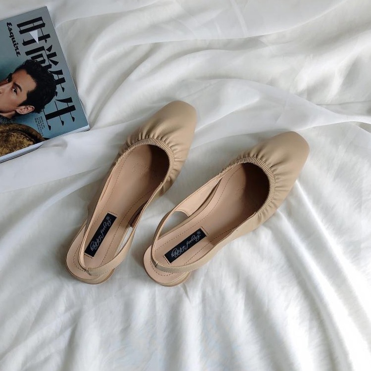 レトロ調　バックストラップ付き ギャザーサンダル