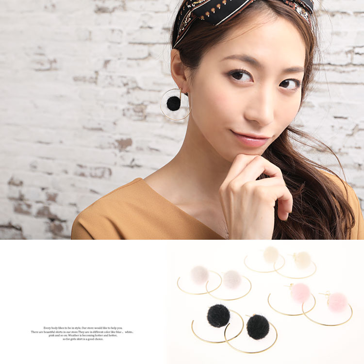 メール便送料無料 2way ピアス ファー 揺れる