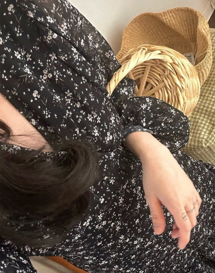 小花柄 カシュクール シフォン 花柄ワンピース