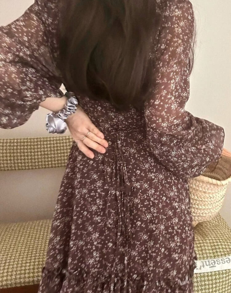 小花柄 カシュクール シフォン 花柄ワンピース