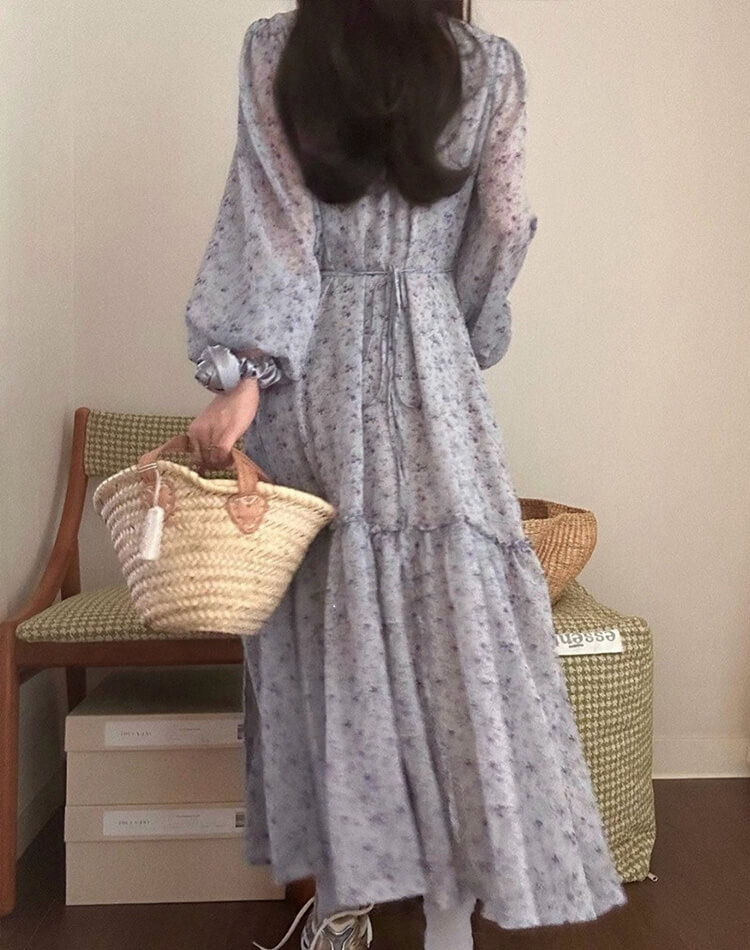 小花柄 カシュクール シフォン 花柄ワンピース