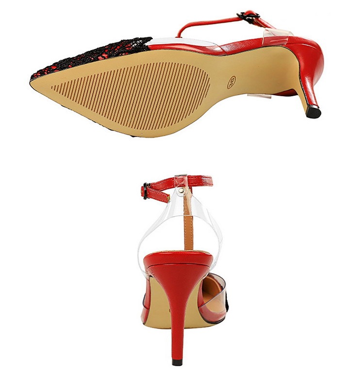 バイカラーレース Tストラップ ミュール