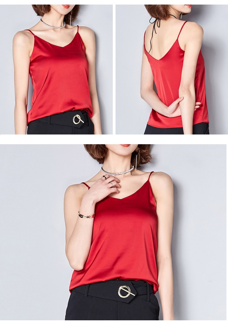 Vネック サテンキャミソール エレガント