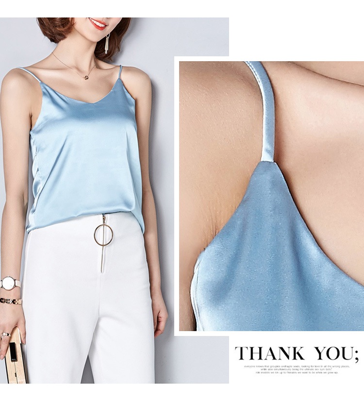 Vネック サテンキャミソール エレガント