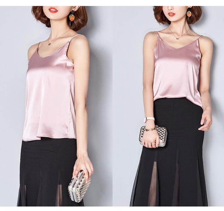 Vネック サテンキャミソール エレガント